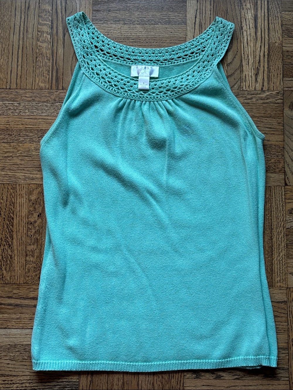 LOFT Mint Green Crochet Yoke Sleeveless Tank